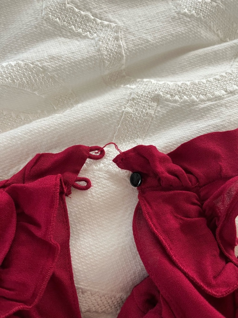 IRO Burgundy Cold-Shoulder Ruffle Mini Dress - Picture 11 of 12